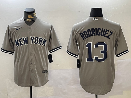 Men's New York Yankees Alex Rodriguez #13 Gray Replica Player Jersey1