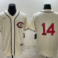 Men's Chicago Cubs Ernie Banks #14 Cream Player Name Jersey1