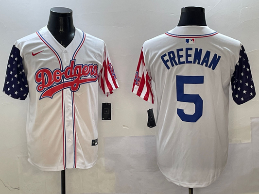 Men's Los Angeles Dodgers Freddie Freeman #5 White Alternate Player Jersey1
