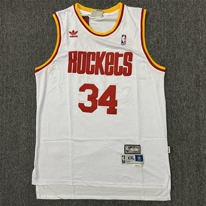 Men's Houston Rockets Hakeem Olajuwon #34 White Hardwood Classics Swingman Jersey1