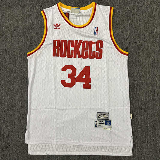 Men's Houston Rockets Hakeem Olajuwon #34 White Hardwood Classics Swingman Jersey1