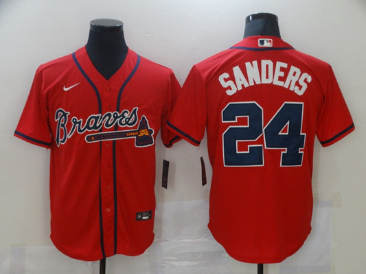Men's Atlanta Braves Deion Sanders #24 Red Replica Player Jersey1