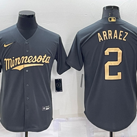 Men's Minnesota Twins Luis Arraez #2 Gray Replica Player Jersey1