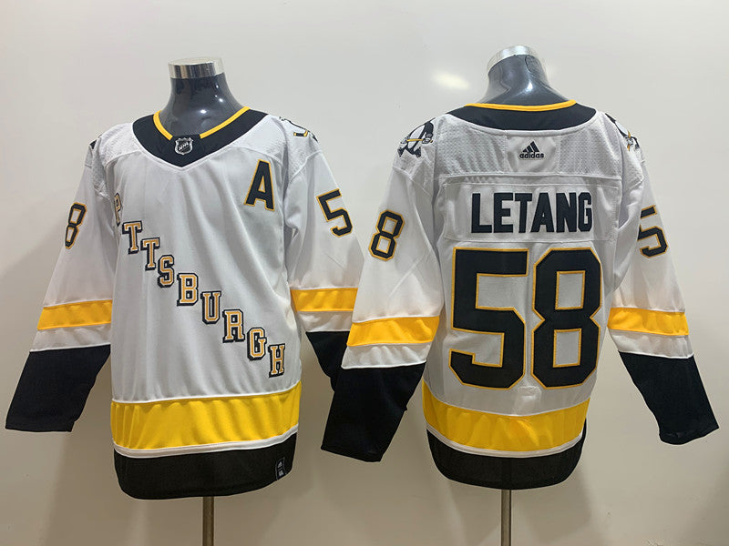 Men's Pittsburgh Penguins Kris Letang #58 White Game Jersey1