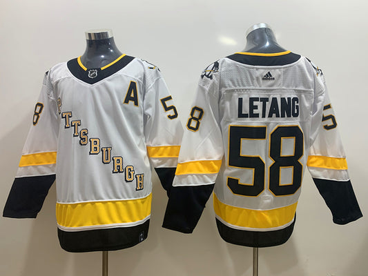 Men's Pittsburgh Penguins Kris Letang #58 White Game Jersey1