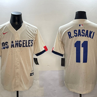 Men's Los Angeles Dodgers Roki Sasaki #11 Cream 2024 City Connect Limited Player Jersey1