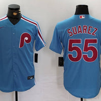 Men's Philadelphia Phillies Ranger Suarez #55 Light Blue Alternate Limited Jersey1