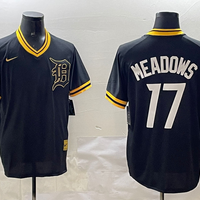 Men's Detroit Tigers Austin Meadows #17 Black Replica Player Jersey1