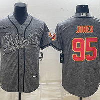 Men's Kansas City Chiefs Chris Jones #95 Grey Game Jersey1 Joint Edition