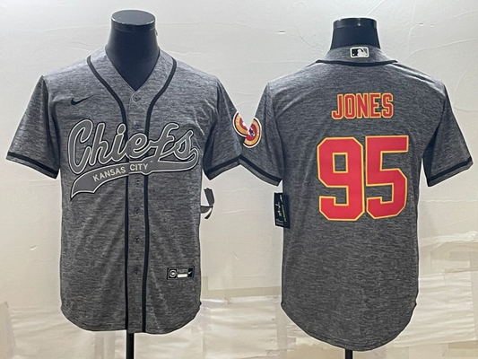 Men's Kansas City Chiefs Chris Jones #95 Grey Game Jersey1 Joint Edition