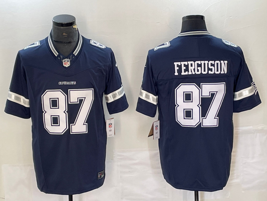 Men's Dallas Cowboys Jake Ferguson #87 Navy Game Jersey1