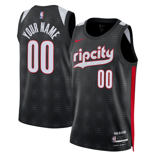 Men's Portland Trail Blazers Black 2024/25 Custom Swingman Jersey1 - City Edition