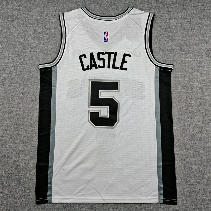 Men's San Antonio Spurs Stephon Castle #5 White Swingman Jersey - Association Edition