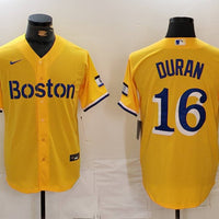 Men's Boston Red Sox Jarren Duran #16 Gold City Connect Limited Player Jersey1