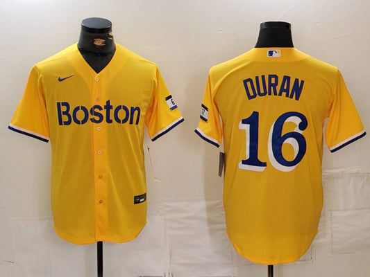 Men's Boston Red Sox Jarren Duran #16 Gold City Connect Limited Player Jersey1