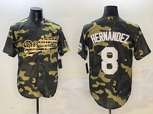 Men's Los Angeles Dodgers Enrique Hernandez #8 Camouflage Replica Player Jersey1