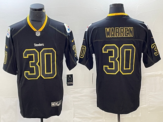 Men's Pittsburgh Steelers Jaylen Warren #30 Black Alternate Game Jersey1