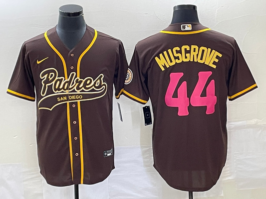 Men's San Diego Padres Joe Musgrove #44 Brown Replica Player Jersey1 Joint Edition
