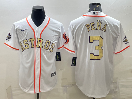 Men's Houston Astros Jeremy Pena #3 White Replica Team Jersey1