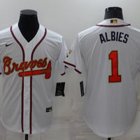 Men's Atlanta Braves Ozzie Albies #1 White Replica Game Jersey1