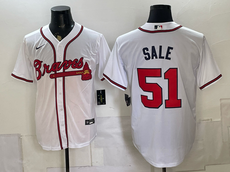 Men's Atlanta Braves Chris Sale #51 White Home Replica Jersey