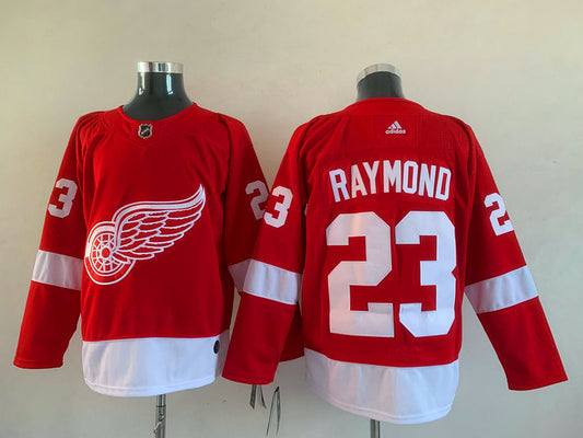 Men's Detroit Red Wings Lucas Raymond #23 Red Home Breakaway Player Jersey1