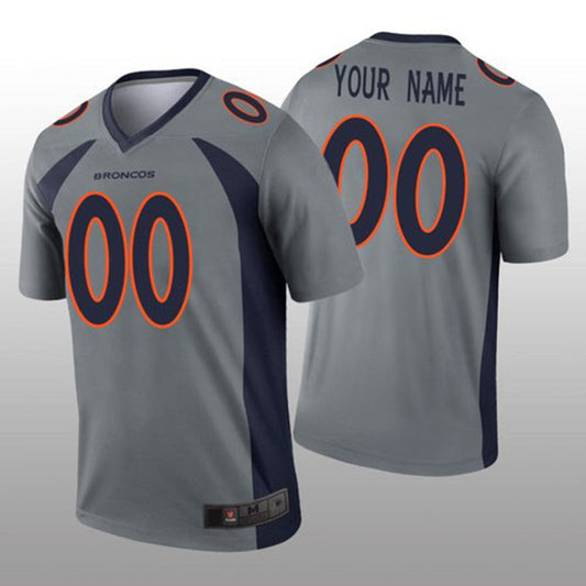 Custom1 Denver Broncos Gray Inverted Legend Jersey1 Stitched Jersey1 American Football Jerseys