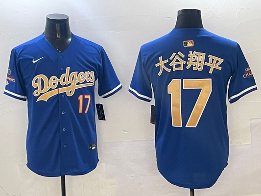 Men's Los Angeles Dodgers Shohei Ohtani #17 Royal 2025 Gold Collection Replica Jersey1