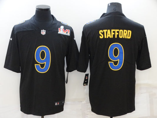 Men's Los Angeles Rams Matthew Stafford #9 Black Game Jersey1