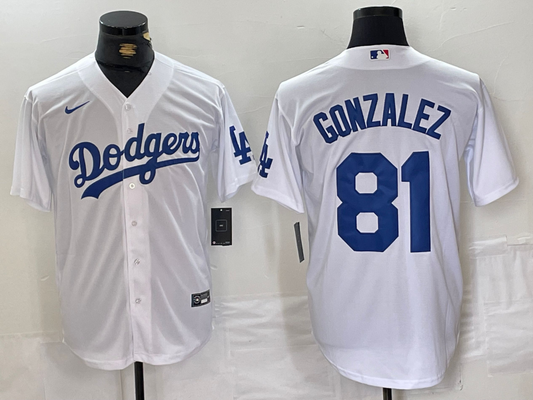 Men's Los Angeles Dodgers Victor Gonzalez #81 White Limited Player Jersey1