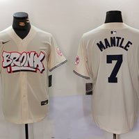 Men's New York Yankees Mickey Mantle #7 Cream Limited Player Jersey1