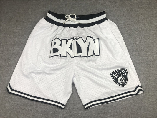 Men's Brooklyn Nets White Basketball Retro Shorts1