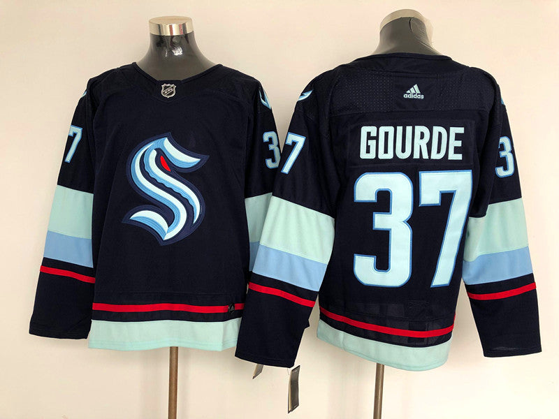 Men's Seattle Kraken Yanni Gourde #37 Deep Sea Blue Home Breakaway Player Jersey1