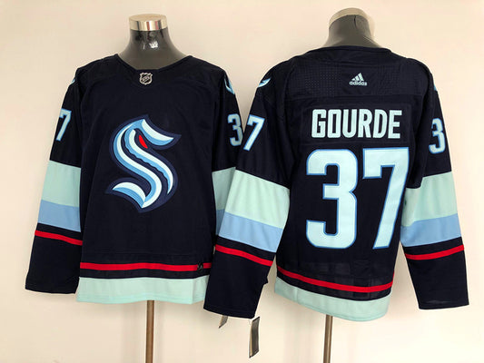 Men's Seattle Kraken Yanni Gourde #37 Deep Sea Blue Home Breakaway Player Jersey1