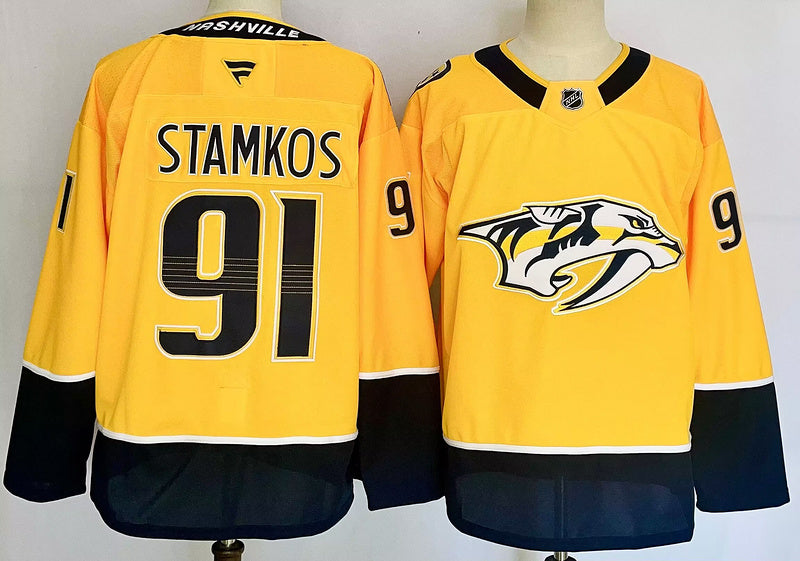 Steven Stamkos #91 Nashville Predators Yellow Game Jersey - JerseysFreak