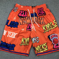 Men's New York Knicks Orange Graffiti Edition Pocket Shorts1