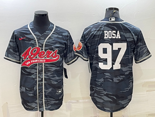 Men's San Francisco 49ers Nick Bosa #97 Grey Camouflage Game Jersey1 Joint Edition