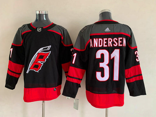 Men's Carolina Hurricanes Frederik Andersen #31 Black Player Jersey1