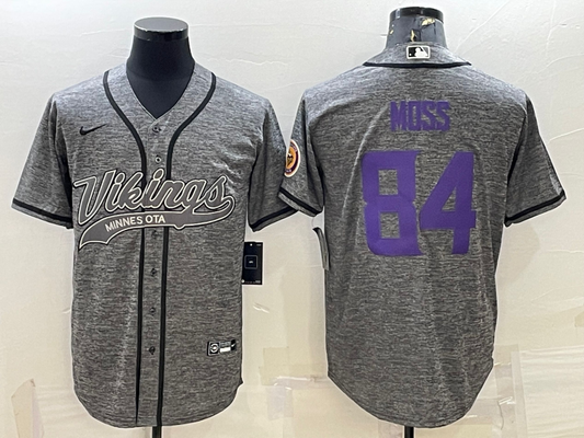 Men's Minnesota Vikings Randy Moss #84 Gray Game Jersey1 Joint Edition