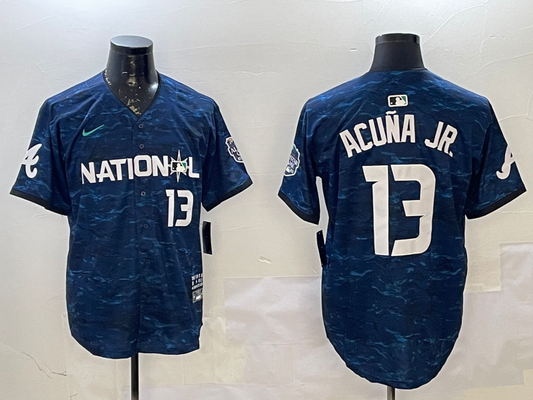Men's National League Ronald Acuna Jr. #13 Navy 2023 MLB All-Star Game Limited Player Jersey1
