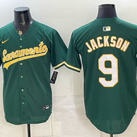 Men's Oakland Athletics Reggie Jackson #9 Green Replica Player Jersey