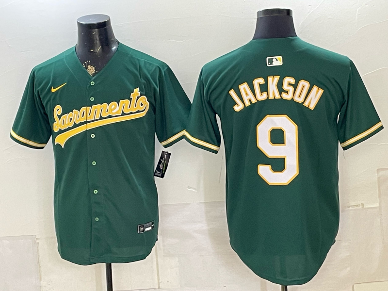 Men's Oakland Athletics Reggie Jackson #9 Green Replica Player Jersey
