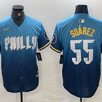 Men's Philadelphia Phillies Ranger Suarez #55 Blue 2024 City Connect Limited Player Jersey1