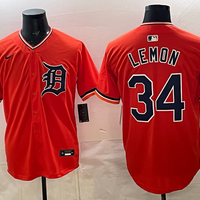 Men's Detroit Tigers Chet Lemon #34 Orange Limited Player Jersey