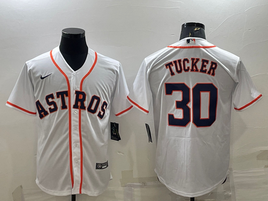 Men's Houston Astros Kyle Tucker #30 White Home Official Replica Player Jersey1