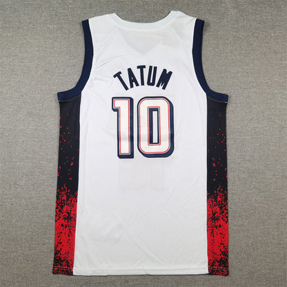 Men's 2024 USA Dream Team Jayson Tatum #10 White Authentic Player Jersey