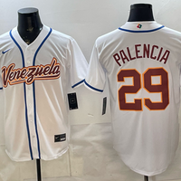 Men's Venezuela Baseball Nelson Palencia #29 White 2026 World Baseball Classic Stadium Jersey