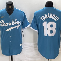 Men's Los Angeles Dodgers Yoshinobu Yamamoto #18 Light Blue Alternate Cooperstown Collection Player Jersey1