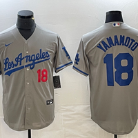 Men's Los Angeles Dodgers Yoshinobu Yamamoto #18 Gray Game Jersey1