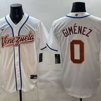 Men's Venezuela Baseball Andres Gimenez #0 White 2026 World Baseball Classic Stadium Jersey